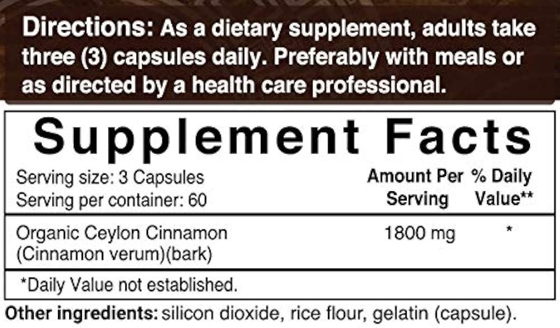 NatureBell Suplementos orgánicos de caña de Ceilán, 1800 mg