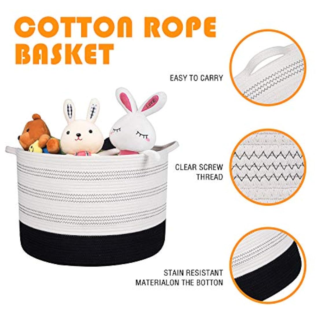 Cesta de almacenamiento extra grande - 22 X 22 X 14 XXXL Cesta de almacenamiento de juguete extra grande - Cesta de lavandería tejida con asas - Cesta decorativa extra grande para mantas, redonda, suave, para sala de estar para niños