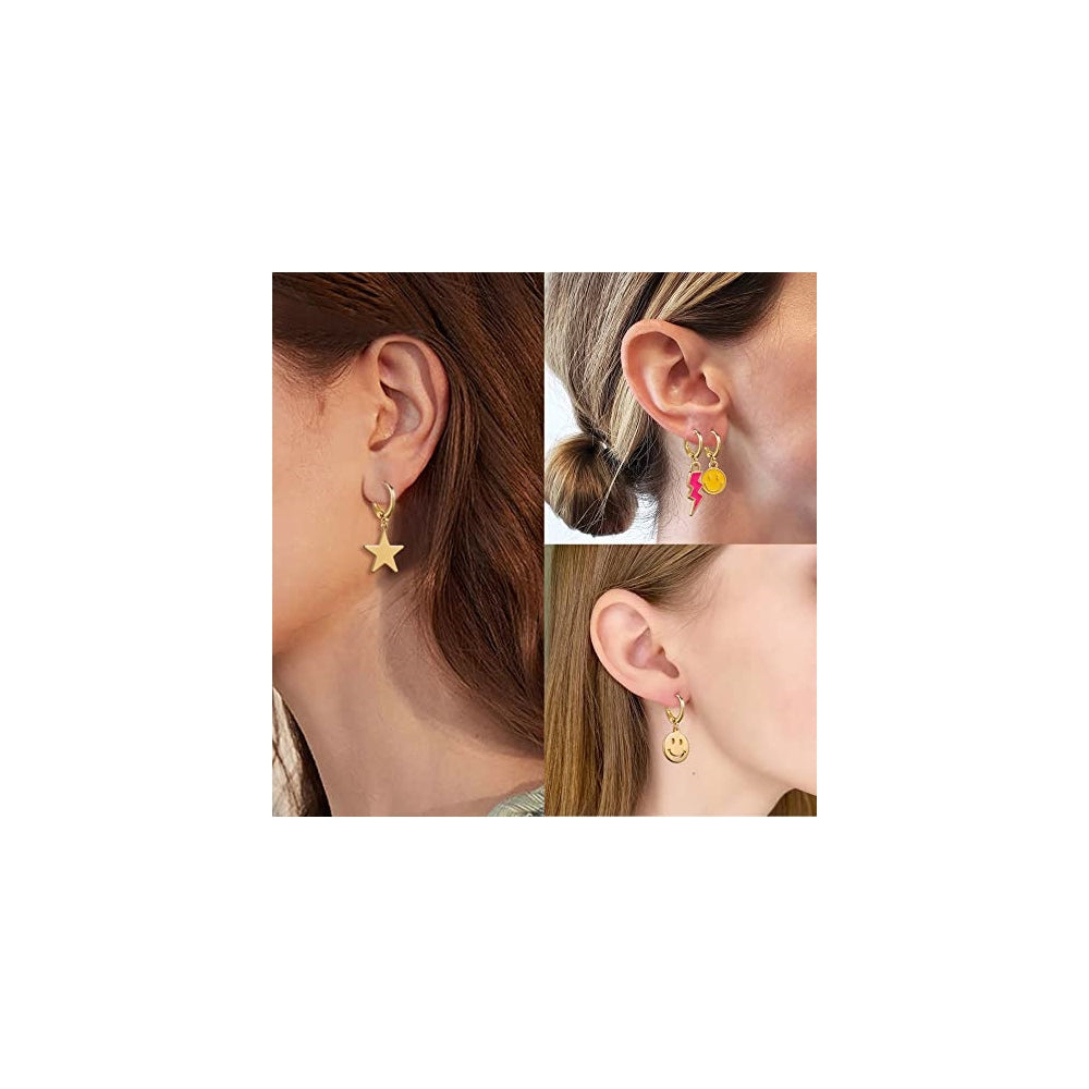 Aretes colgantes dorados Paquete de 9 pares para mujeres