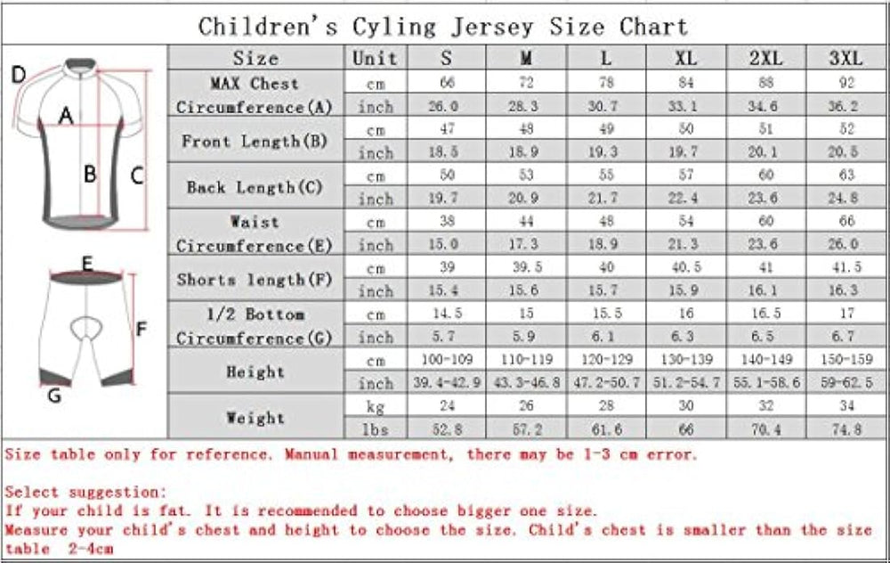 Camiseta de ciclismo de manga corta para niños