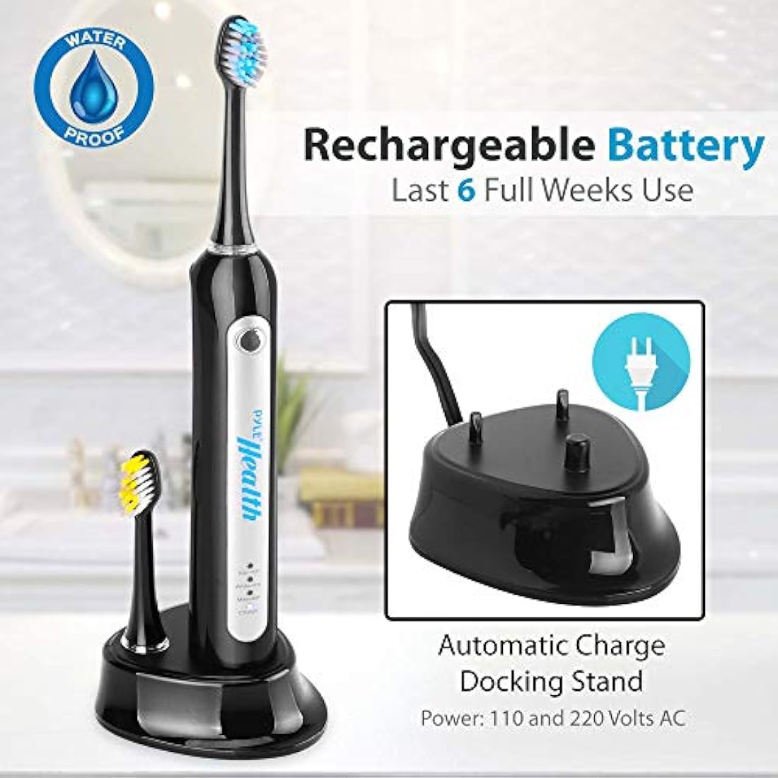 Cepillos Eléctricos de dientes PYLE-HEALTH PHLTB41BK.5