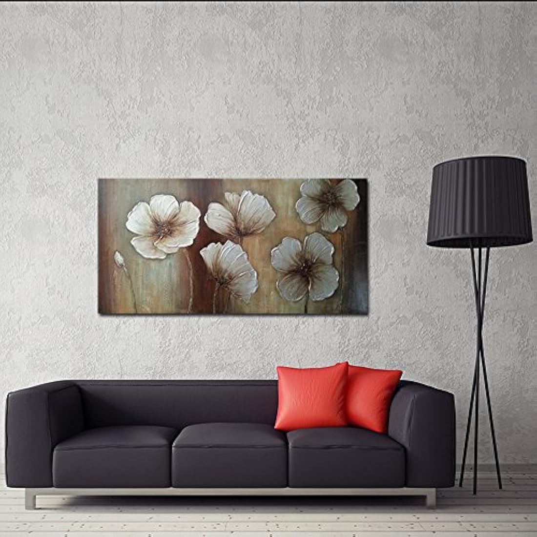 Wieco Art - Lienzo pintado a mano, diseño de flores