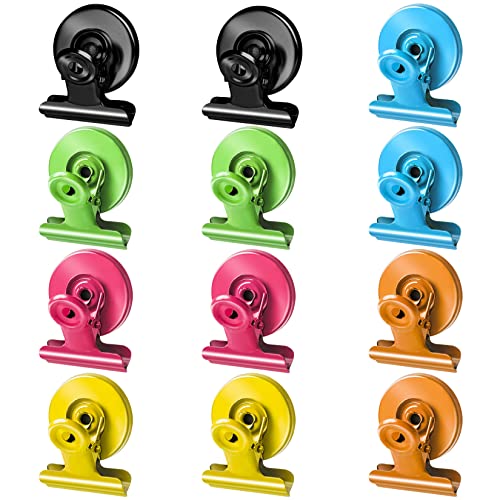 Paquete de 12 imanes de nevera clips magnéticos resistentes