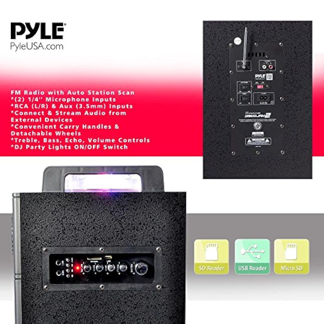 Parlante portátil con Bluetooth PYLE-PRO PSUFM1043BT