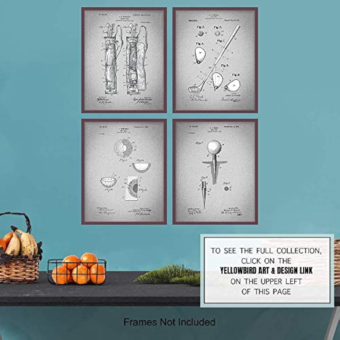 Juego de impresión de arte de pared de patente de golf