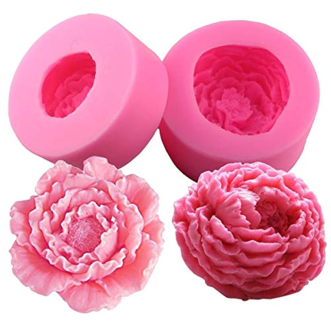 Moldes de silicona para jabón, diseño de peonías, 2 uds