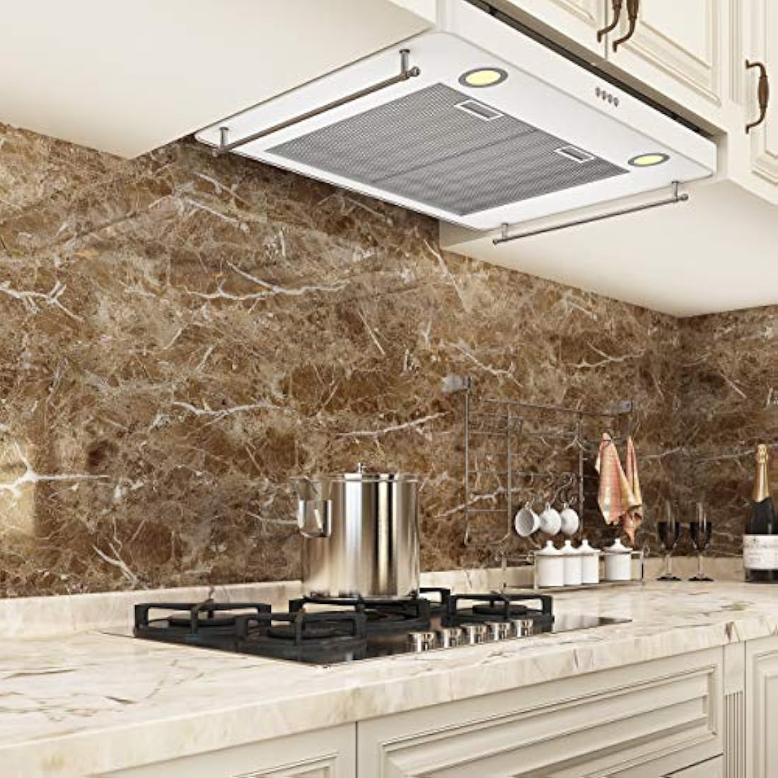 Papel en vinilo autoadhesivo estilo mármol marrón (30x118)