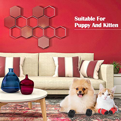 4 juegos de zapatos impermeables para perro, botas de lluvia y nieve, transpirables, protectores de patas, antideslizantes, botas de perro de suela suave con cordón ajustable para perro