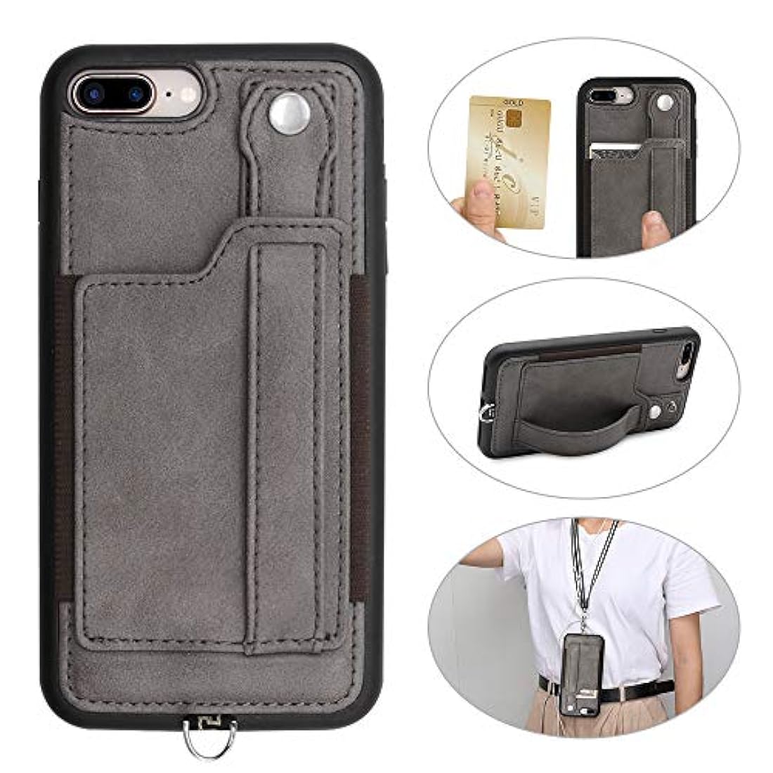 TOOVREN - Funda para collar de iPhone Gris