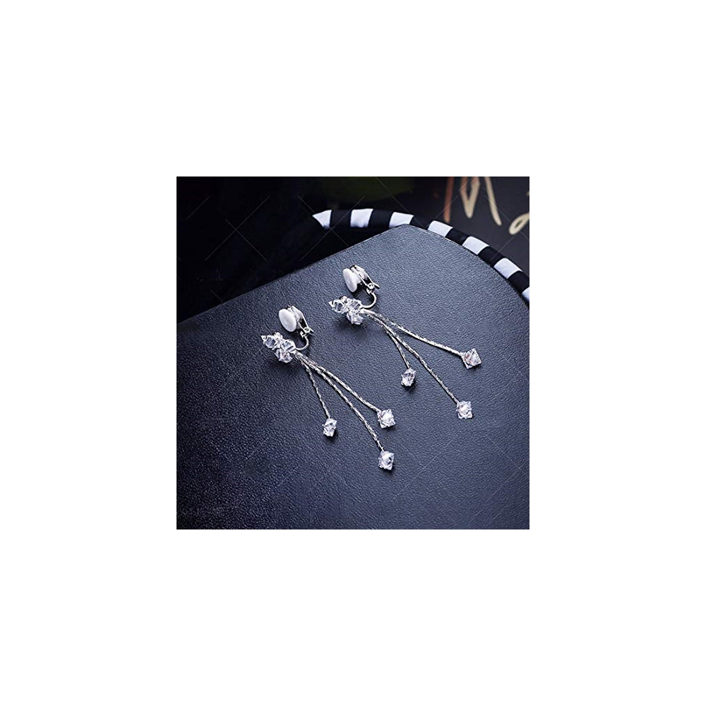 Aretes largos con circonita cúbica para mujer