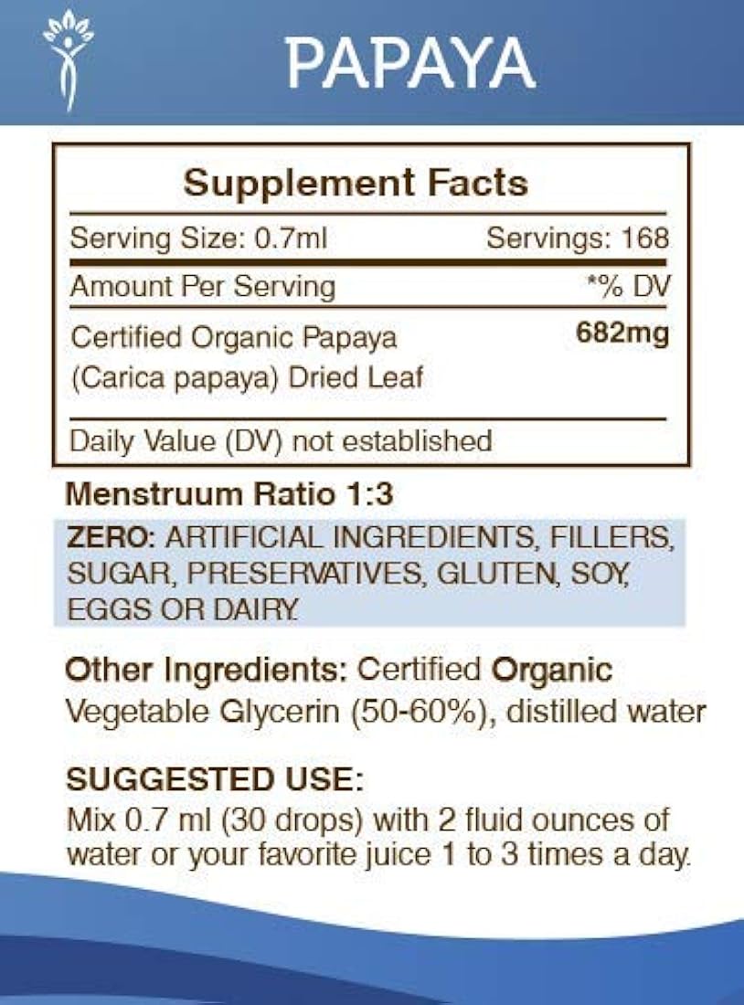 Papaya Papaya orgánicos Tintura alcoholfree Extracto líquido