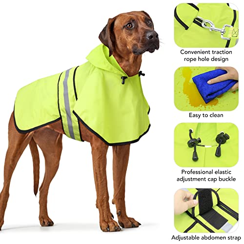 Weesiber Chaqueta impermeable para perros – Impermeable reflectante ajustable para perros con capucha, abrigo ligero para perros pequeños (pequeño, verde)