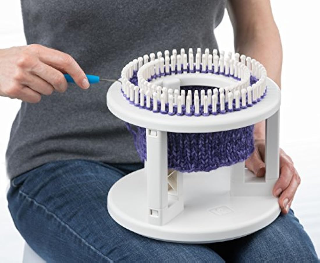 Telar doble Authentic Knitting Board, giratorio y blanco