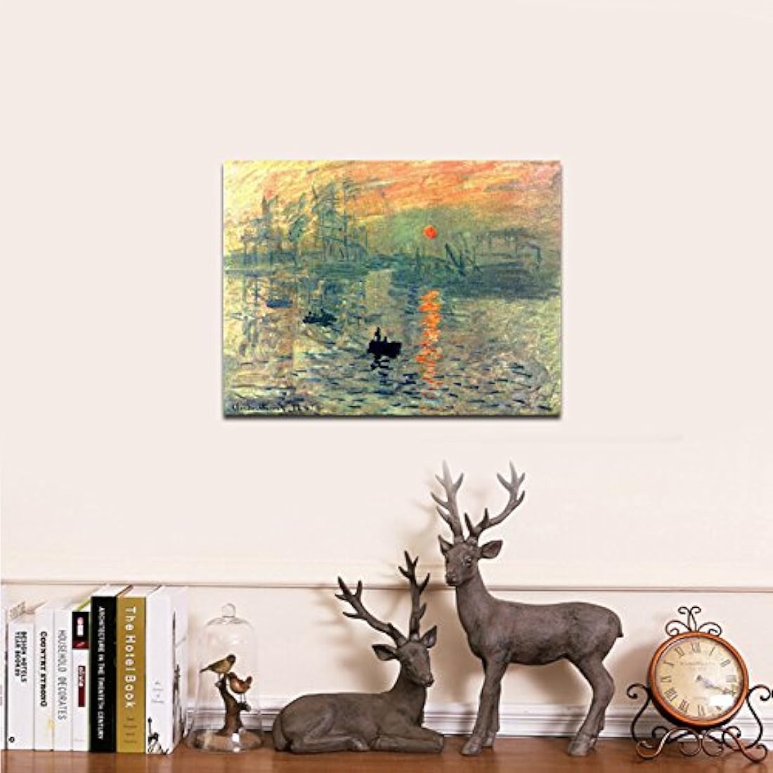 Wieco Art Sunset Lienzo impresiones de Claude Monet