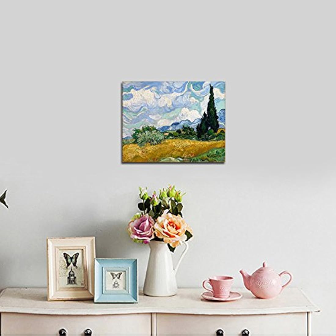 Wieco Art - Cuadro de campo de trigo con pinturas al óleo