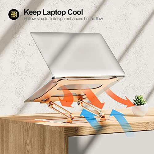 Urmust Soporte ajustable para portátil portátil Ultrabook Stand Riser portátil compatible con MacBook Air Pro HP Dell XPS Lenovo todos los portátiles de 10 a 15.6 pulgadas (dorado)
