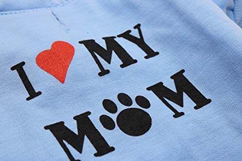 DroolingDog Camiseta de perro con texto en inglés I Love My Mom para ropa de perro pequeño, XS, azul