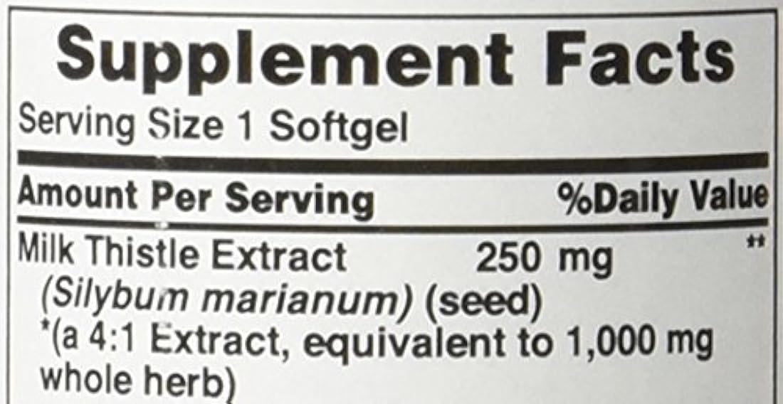 Puritans Pride Leche Cardo 4:1 Extracto 1000 Mg, silimarina