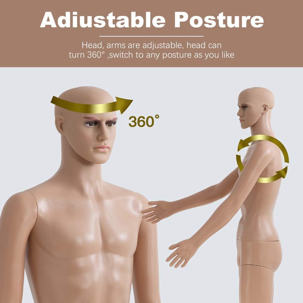 Maniquí Torso Masculino Ajustable con Base Metálica 73