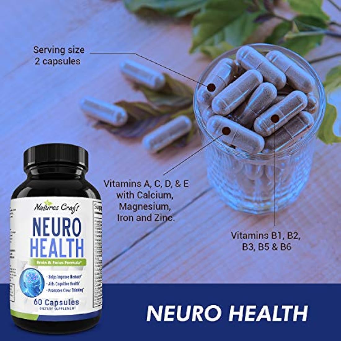 Suplemento de mejora mental píldoras nootrópicas naturales