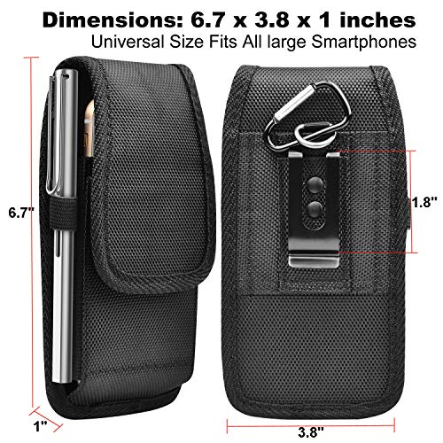 Takfox Funda de nailon para iPhone 13 Pro Max 12 11 XR XS 8 7 Samsung Galaxy S22 Ultra S21+ S20 FE S9 Note 20 10 9 A03S A12 A13 A32 A42 A52 A51 A71 Funda de clip de cinturón de nailon para teléfono