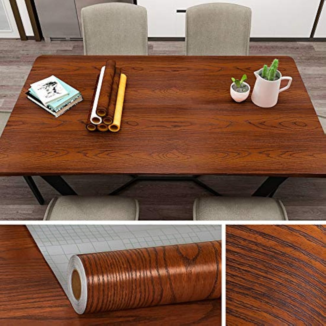 Papel pintado de madera marrón oscuro