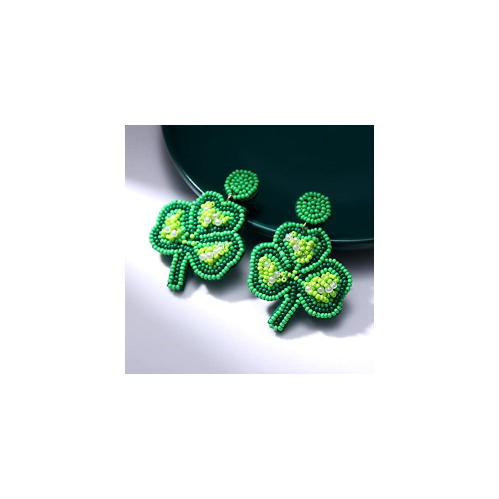 Aretes de cuentas para el día de San Patricio para mujer
