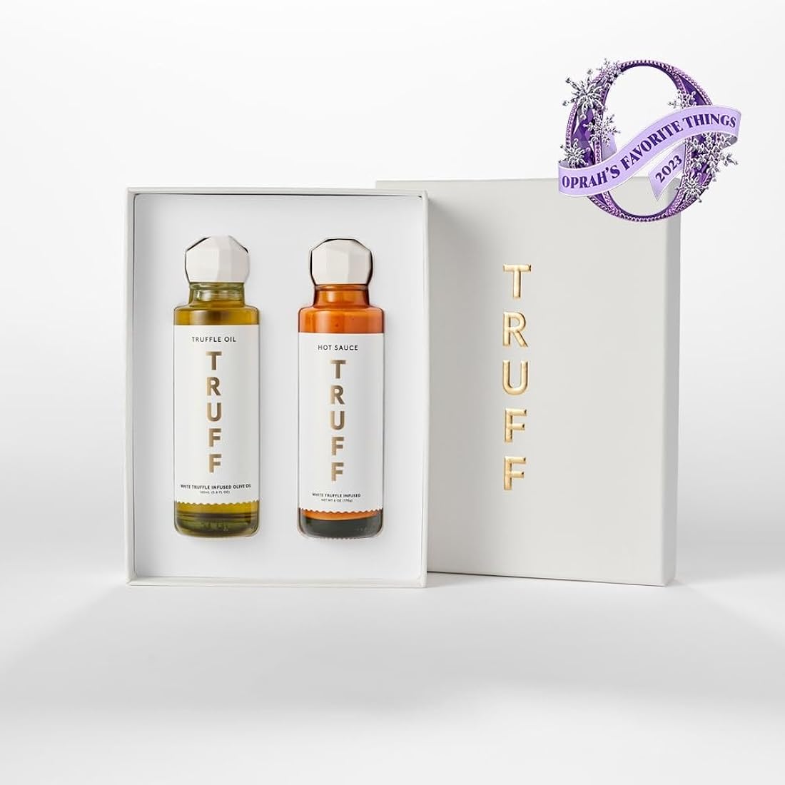 TRUFF Juego de regalo de trufa blanca, aceite de trufa blanca y salsa picante, paquete de 2 unidades