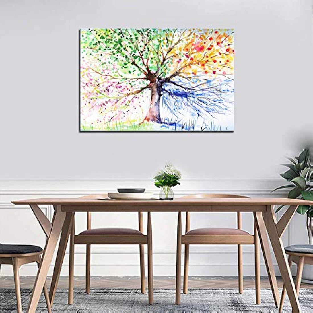 Pintura en lienzo con diseño de árbol de la vida