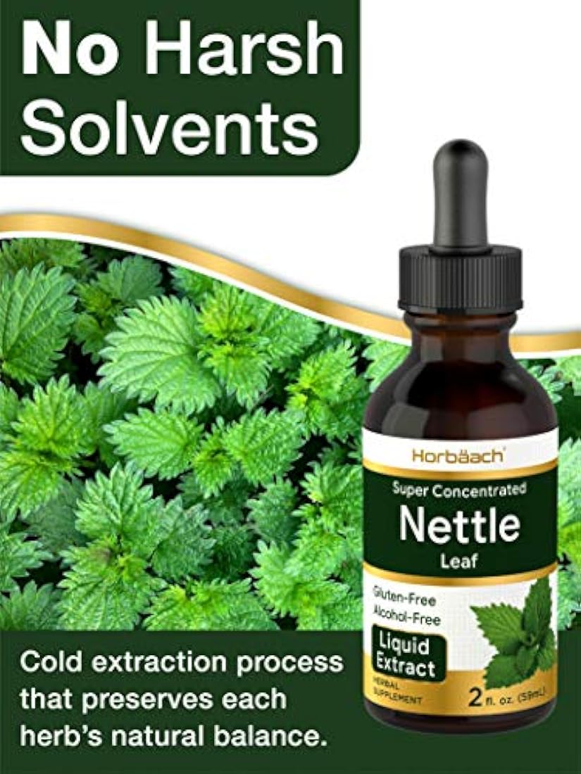 Extracto de hoja de ortiga, 2 onzas, sin alcohol,vegetariano