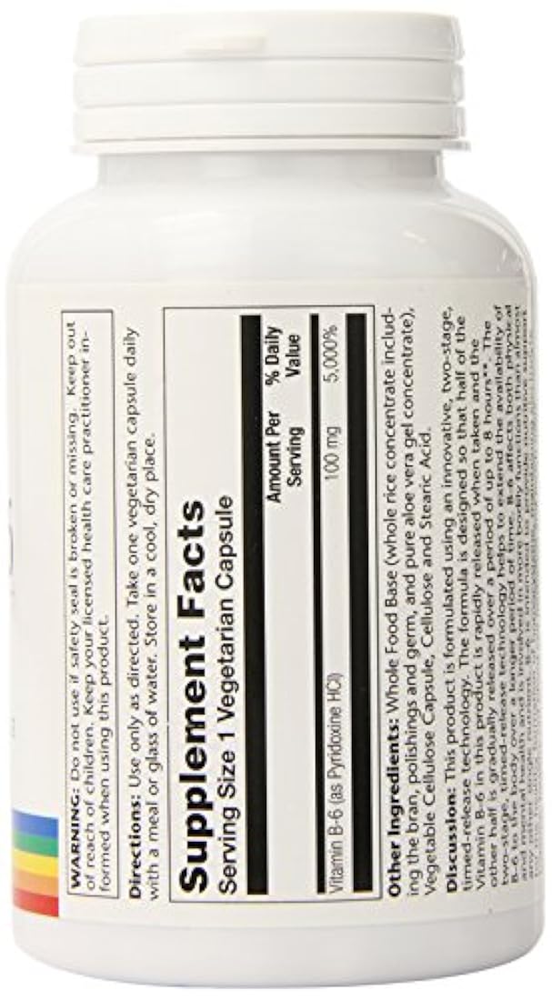 Solaray B-6 tstr Suplemento, 100 mg, 120 unidades