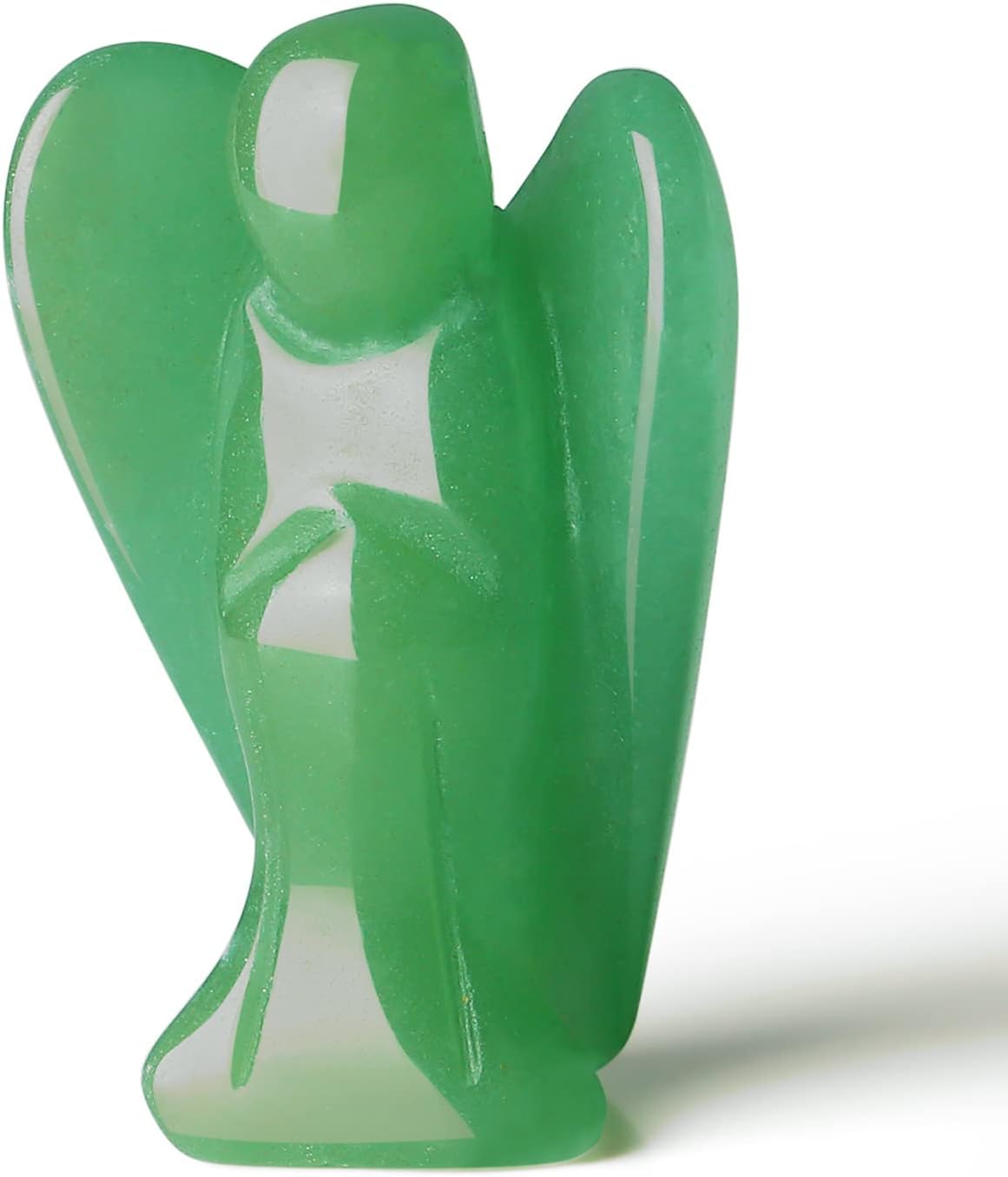 QINJIEJIE Cristales de ángel de aventurina verde tallados bolsillo guardián decoración estatua de cristal pulido estatua de ángel de la paz regalo espiritual meditación proteger para los amantes de