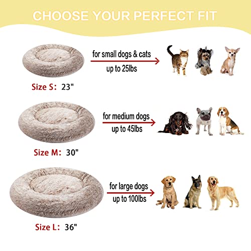Bedfolks - Cama calmante para perros y gatos | Cama redonda de felpa esponjosa para perros pequeños, medianos y grandes, lavable a máquina
