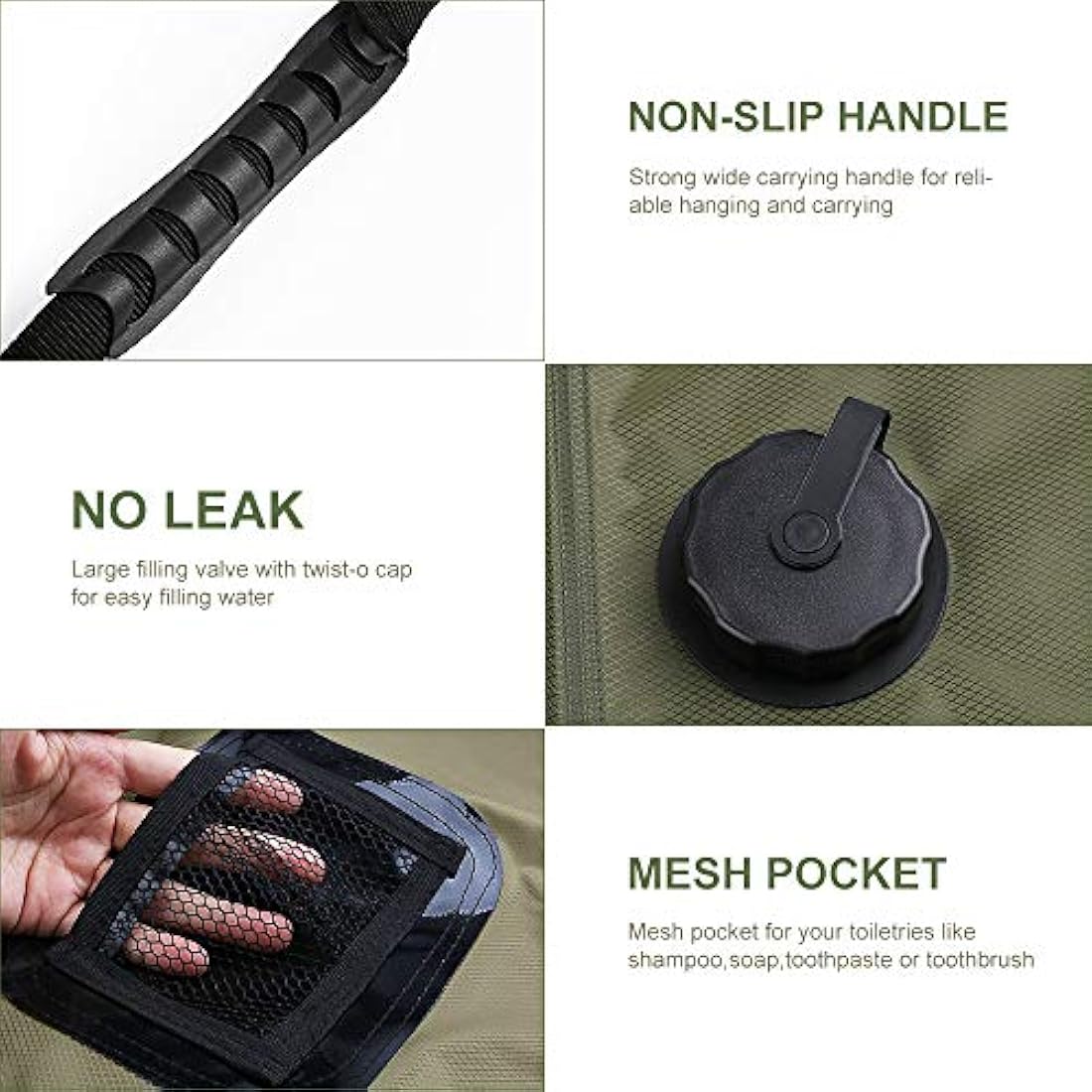 Bolsa de ducha solar, 5 galones / 20 L, con manguera