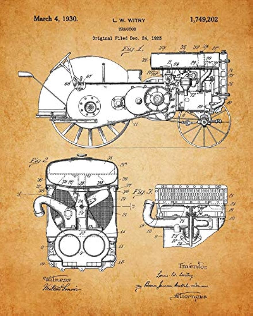Impresiones de arte de pared de patente de tractores