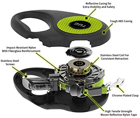 Correa reflectante de 360° sin enredos de 16 pies, Negro TUG