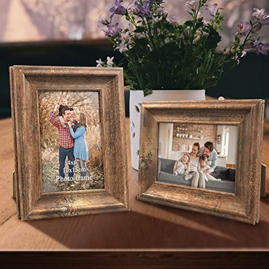 Dreamyard - Juego de 2 marcos de fotos de madera vintage