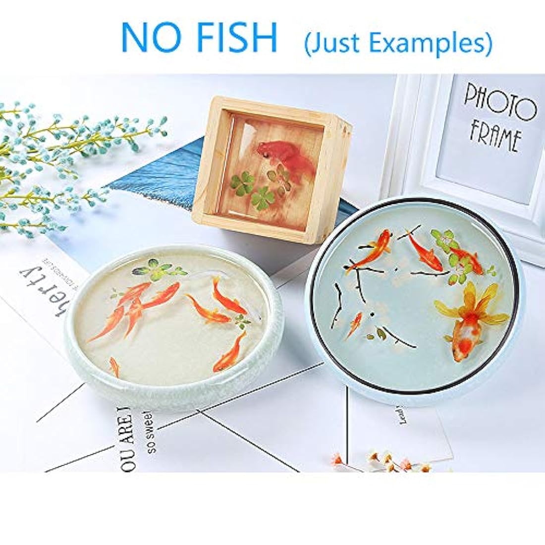 Daimay - 12 hojas 3D de imitación de hojas de peces, pato, estanque, película transparente, calcomanía de resina, calcomanía decorativa para bricolaje, molde para pintura, joyería, 6 estilos