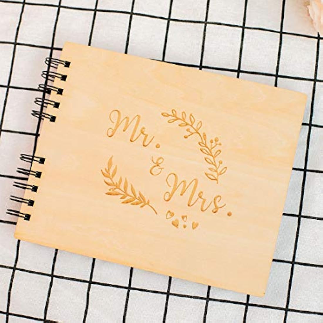 Álbum de recuerdos de madera con 80 páginas en blanco