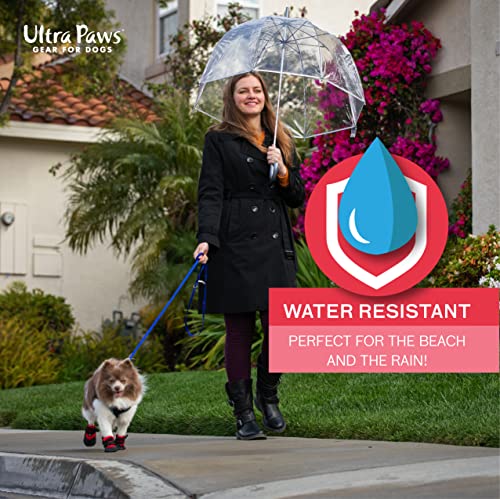 Ultra Paws Botas duraderas para perros, color negro, ligeras, resistentes al agua, para perros pequeños, perros medianos, perros grandes y perros XL (protector antideslizante para patas ajustables reflectantes de velcro para botas)