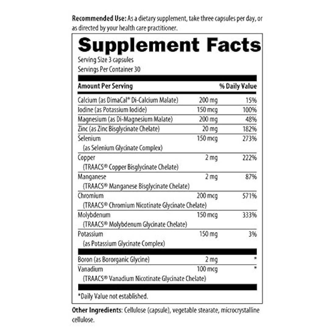 Complejo multimineral sin hierro 90 tabletas Vegetarianas