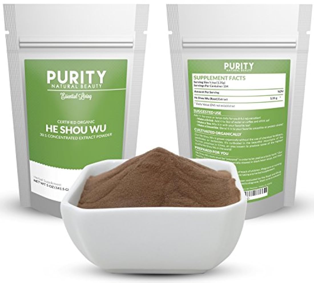 Certificado orgánico He Shou Wu - Bolsa grande de 5oz de 30