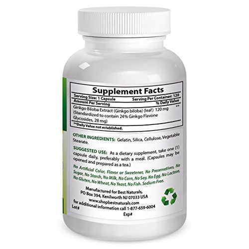 Best Naturals Ginkgo Biloba 120 mg 120 Tabletas