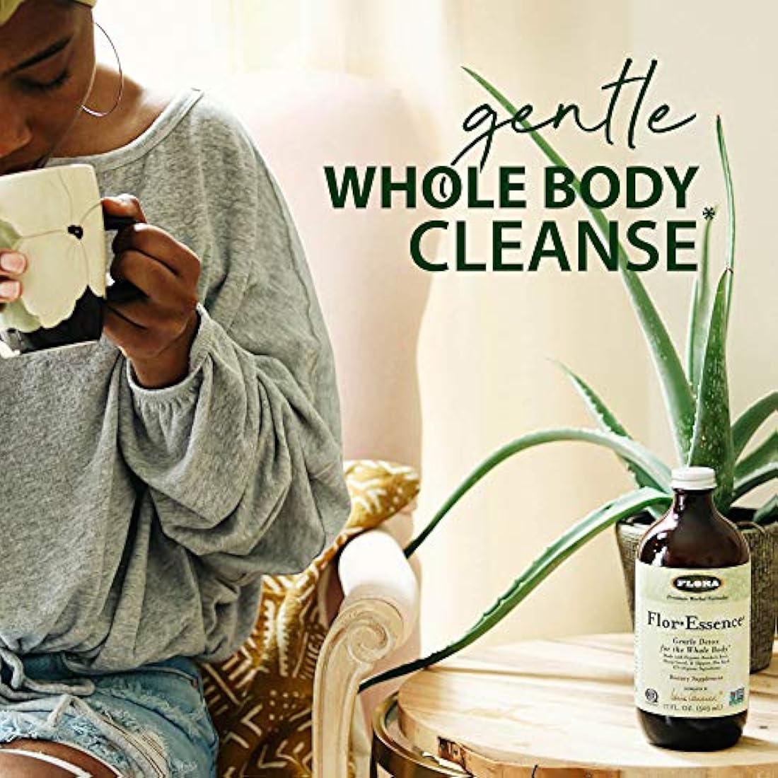 Té líquido desintoxicante Flora FlorEssence, limpieza diaria de hierbas suave y natural, 90% ingredientes orgánicos, 17 onzas