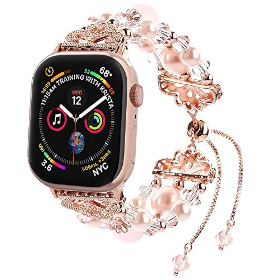 Fohuas-Correa elástica para Apple Watch, cuentas de cristal