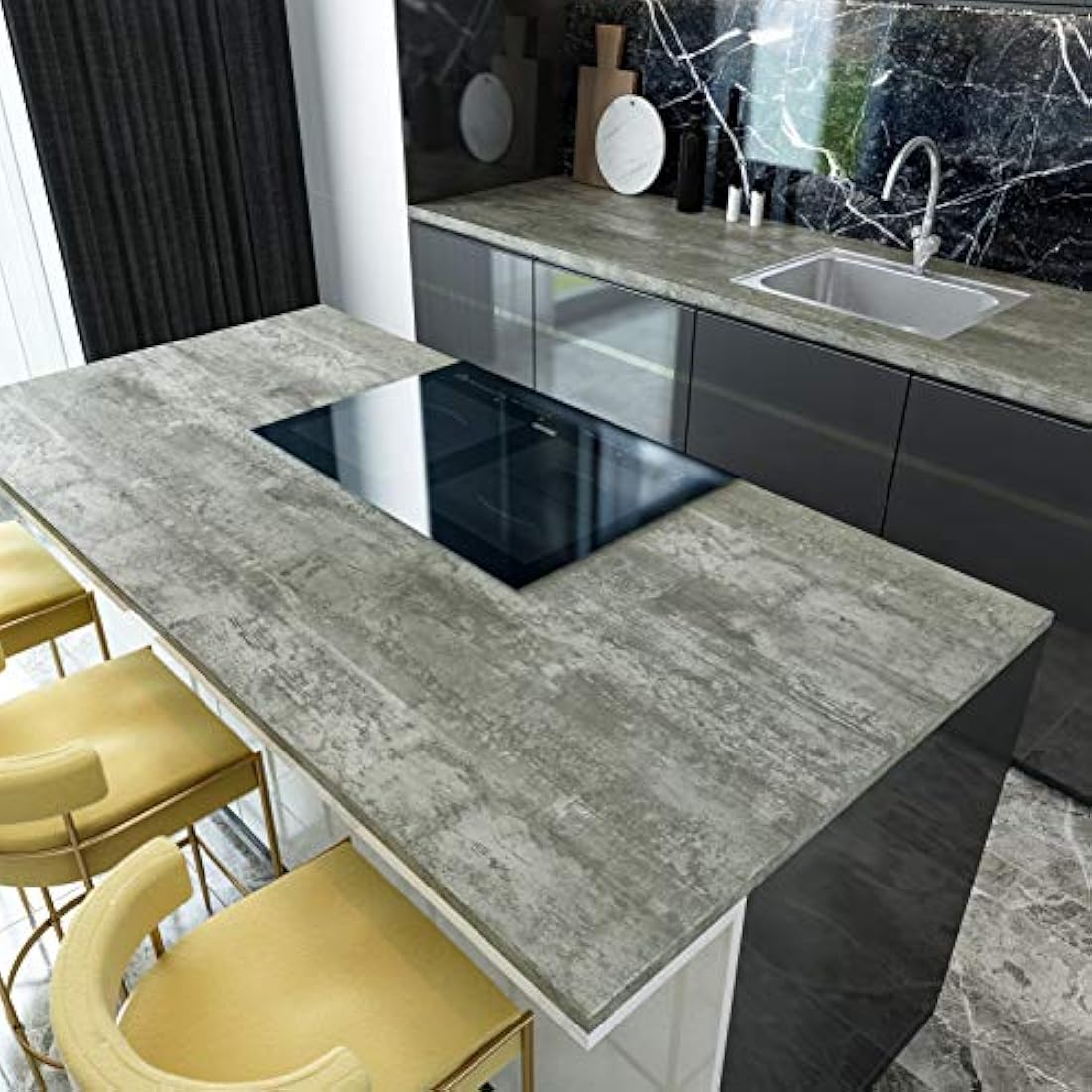 papel pintado adhesivo decorativo gris (15.75x196)