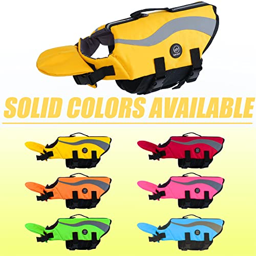 EMUST Dog Life Jacket, Reflective & Adjustable Dog Life Vests for Small/Medium/Large Dogs, Durable Dog Water Vest for Dogs with Front Neck Float