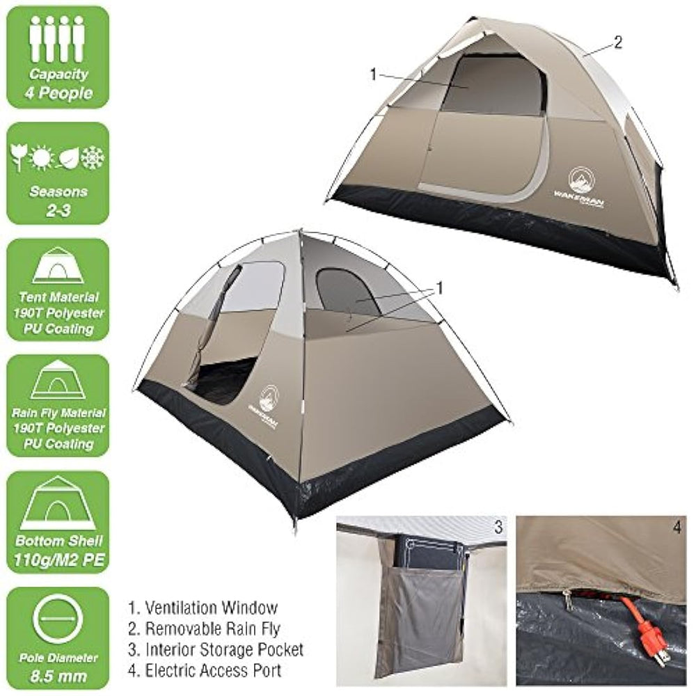 Tienda para 4 personas, domo resistente al agua para acampar