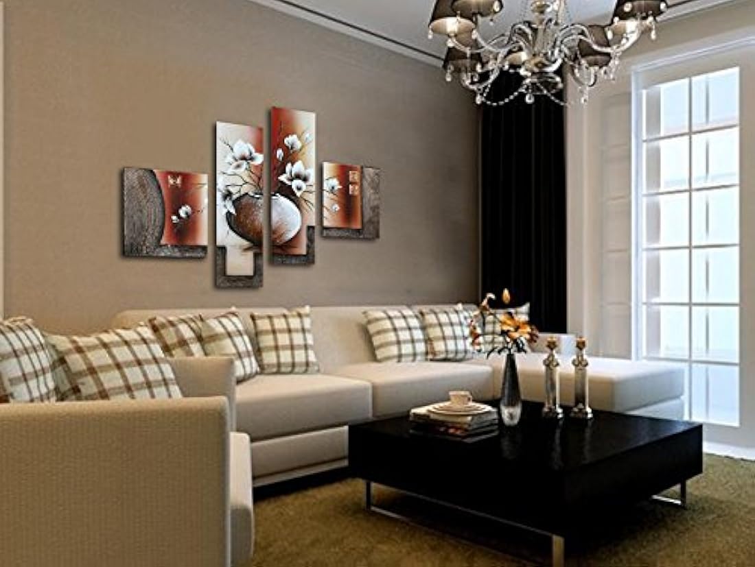 Lienzo decorativo moderno 100% pintado a mano 4 unidades