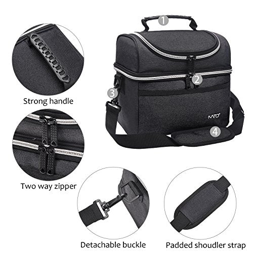 Bolsa de almuerzo con aislamiento, tela Oxford, negro